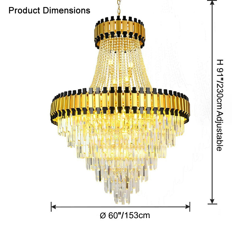Merlin Tiered Gold Crystal Chandelier