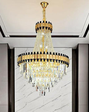 Merlin Tiered Gold Crystal Chandelier
