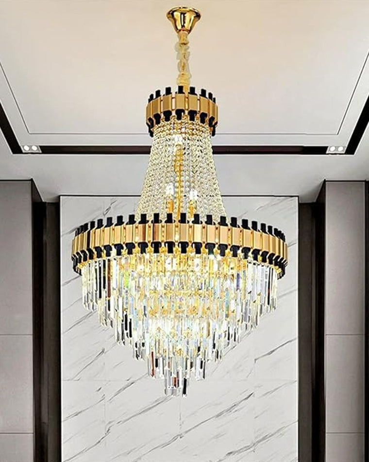 Merlin Tiered Gold Crystal Chandelier