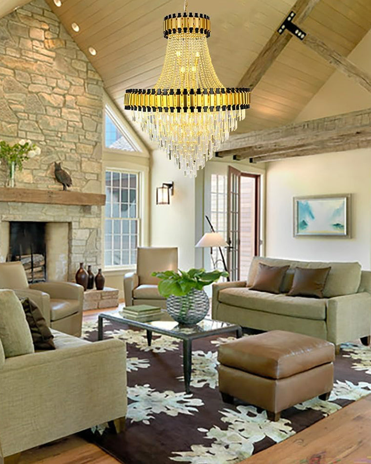 Merlin Tiered Gold Crystal Chandelier