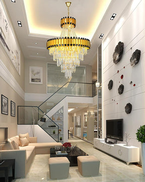 Merlin Tiered Gold Crystal Chandelier