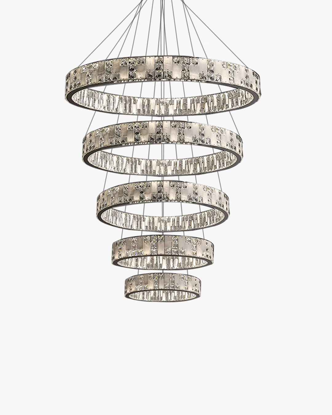 Merlin Tiered Round Crystal Alabaster Chandelier