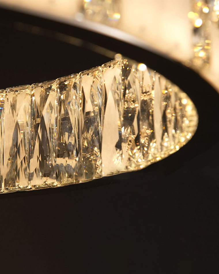 Merlin Tiered Round Crystal Alabaster Chandelier