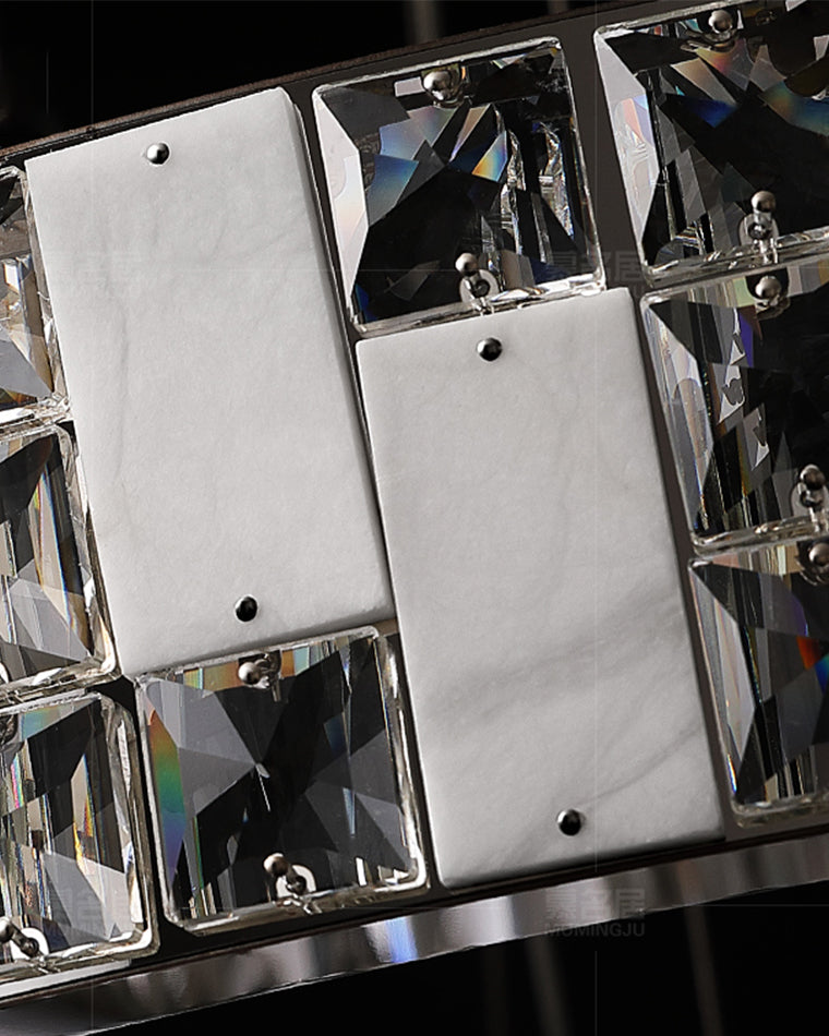 Merlin Tiered Round Crystal Alabaster Chandelier