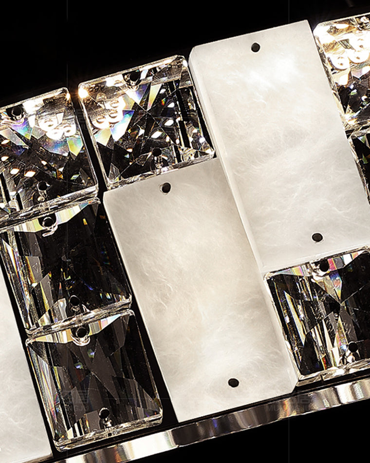 Merlin Tiered Round Crystal Alabaster Chandelier