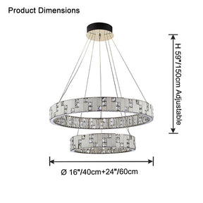 Merlin Tiered Round Crystal Alabaster Chandelier