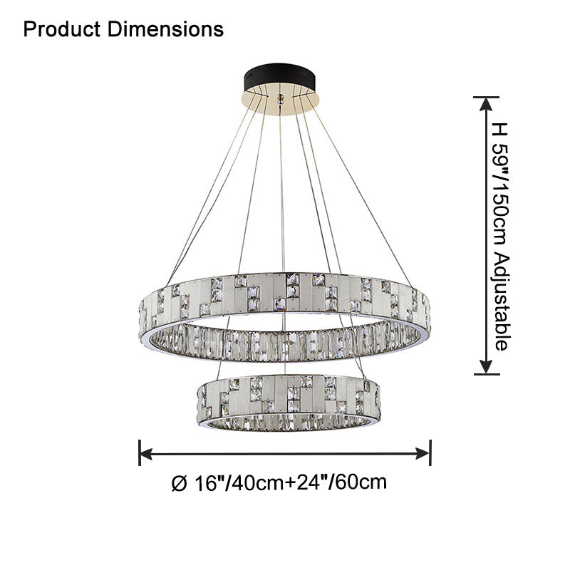 Merlin Tiered Round Crystal Alabaster Chandelier