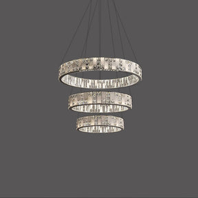 Merlin Tiered Round Crystal Alabaster Chandelier