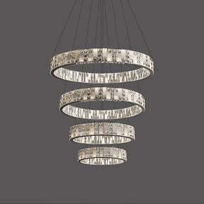 Merlin Tiered Round Crystal Alabaster Chandelier