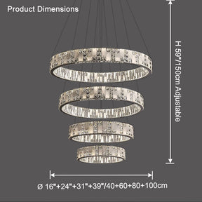 Merlin Tiered Round Crystal Alabaster Chandelier