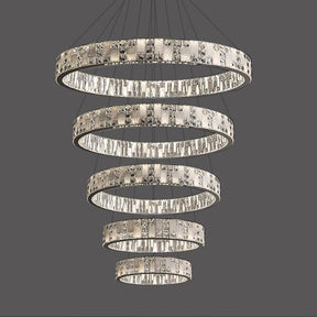 Merlin Tiered Round Crystal Alabaster Chandelier