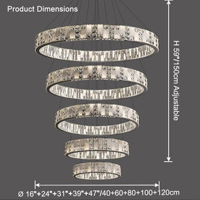 Merlin Tiered Round Crystal Alabaster Chandelier