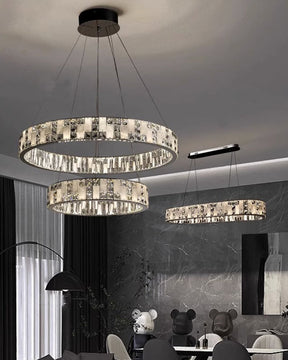 Merlin Tiered Round Crystal Alabaster Chandelier