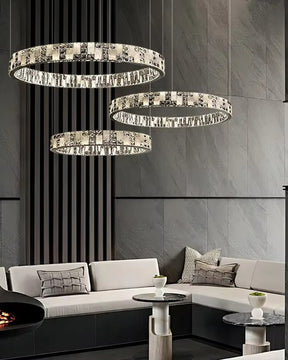Merlin Tiered Round Crystal Alabaster Chandelier