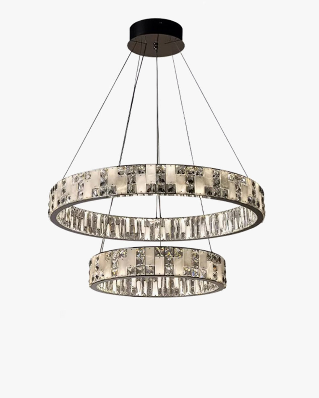 Merlin Tiered Round Crystal Alabaster Chandelier