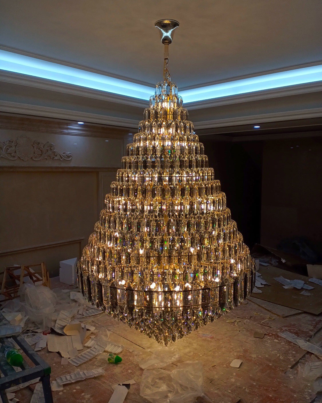 Merlin Tiered taper Crystal Foyer Chandelier