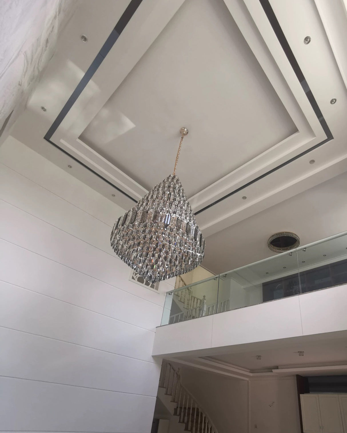 Merlin Tiered taper Crystal Foyer Chandelier