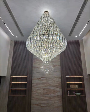 Merlin Tiered taper Crystal Foyer Chandelier