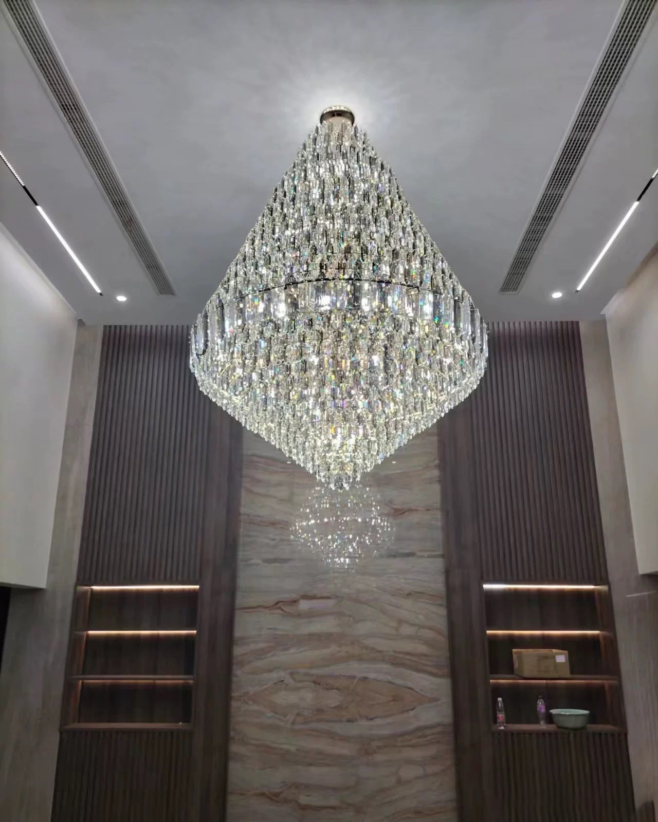 Merlin Tiered taper Crystal Foyer Chandelier