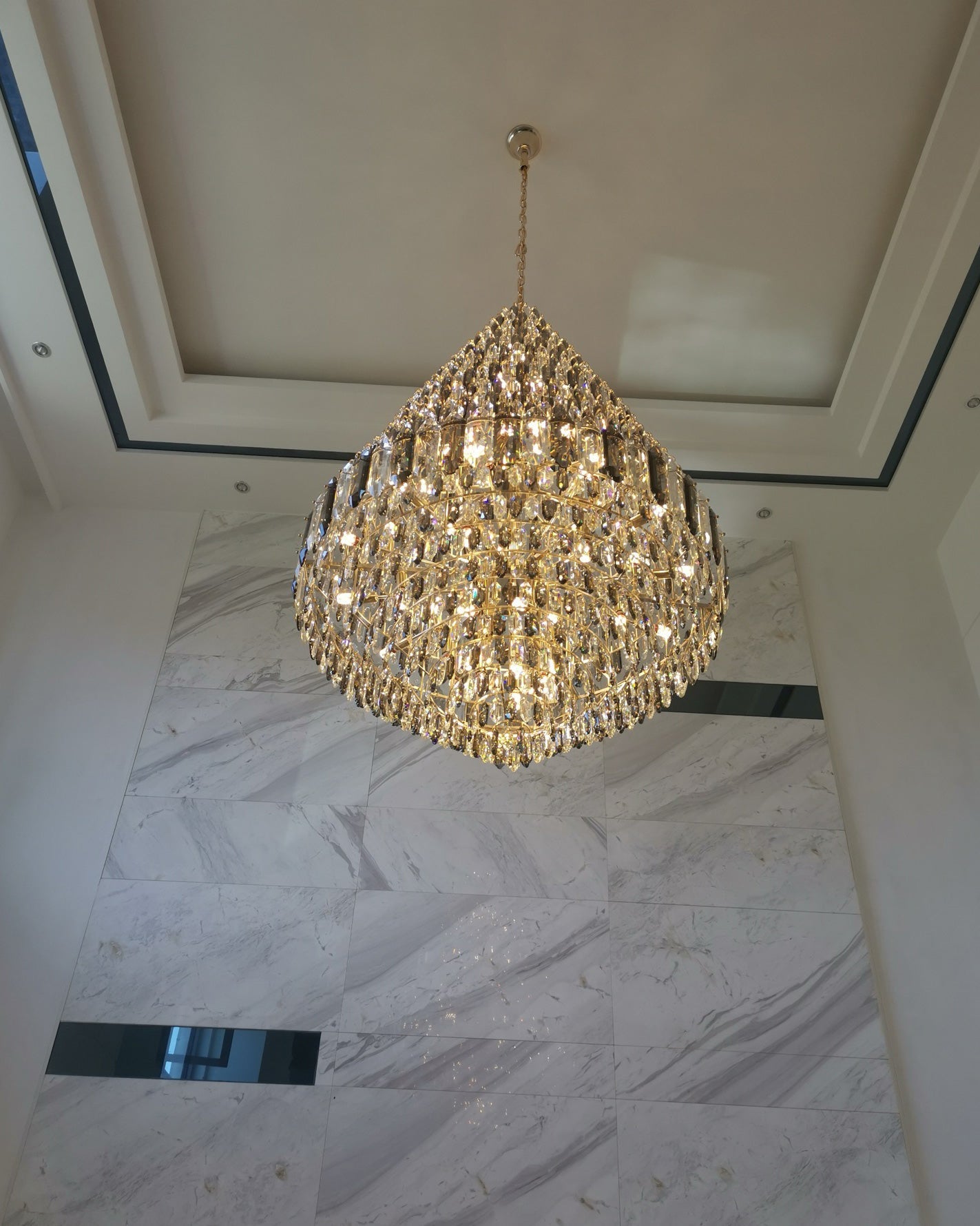 Merlin Tiered taper Crystal Foyer Chandelier