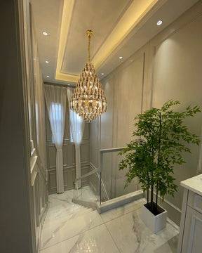 Merlin Tiered taper Crystal Foyer Chandelier