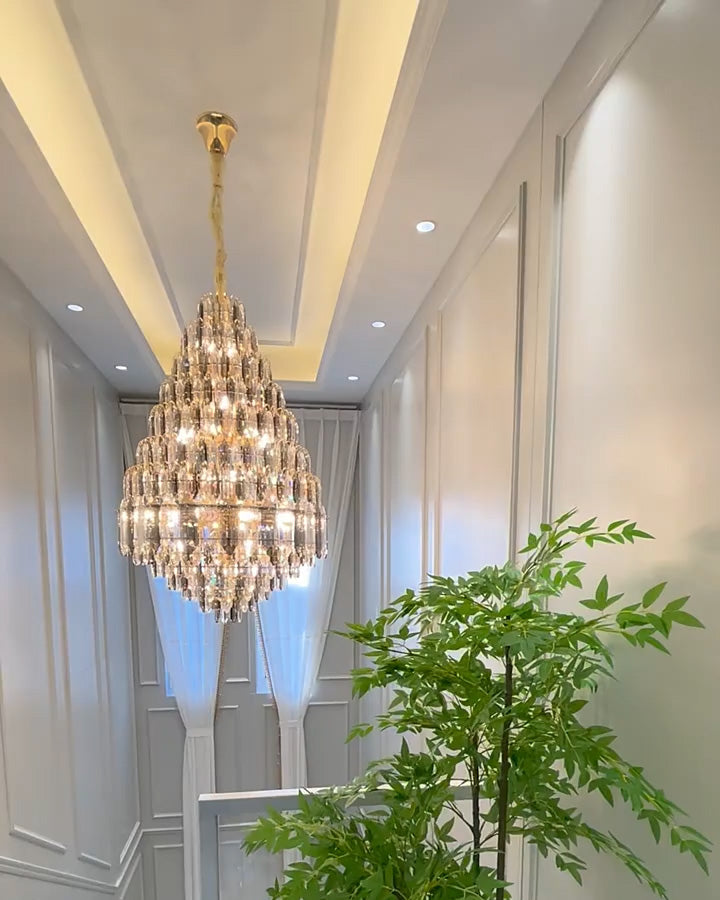 Merlin Tiered taper Crystal Foyer Chandelier