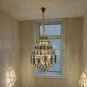 Merlin Tiered taper Crystal Foyer Chandelier