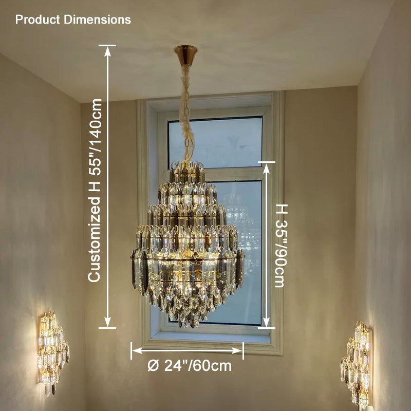 Merlin Tiered taper Crystal Foyer Chandelier