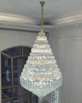 Merlin Tiered taper Crystal Foyer Chandelier