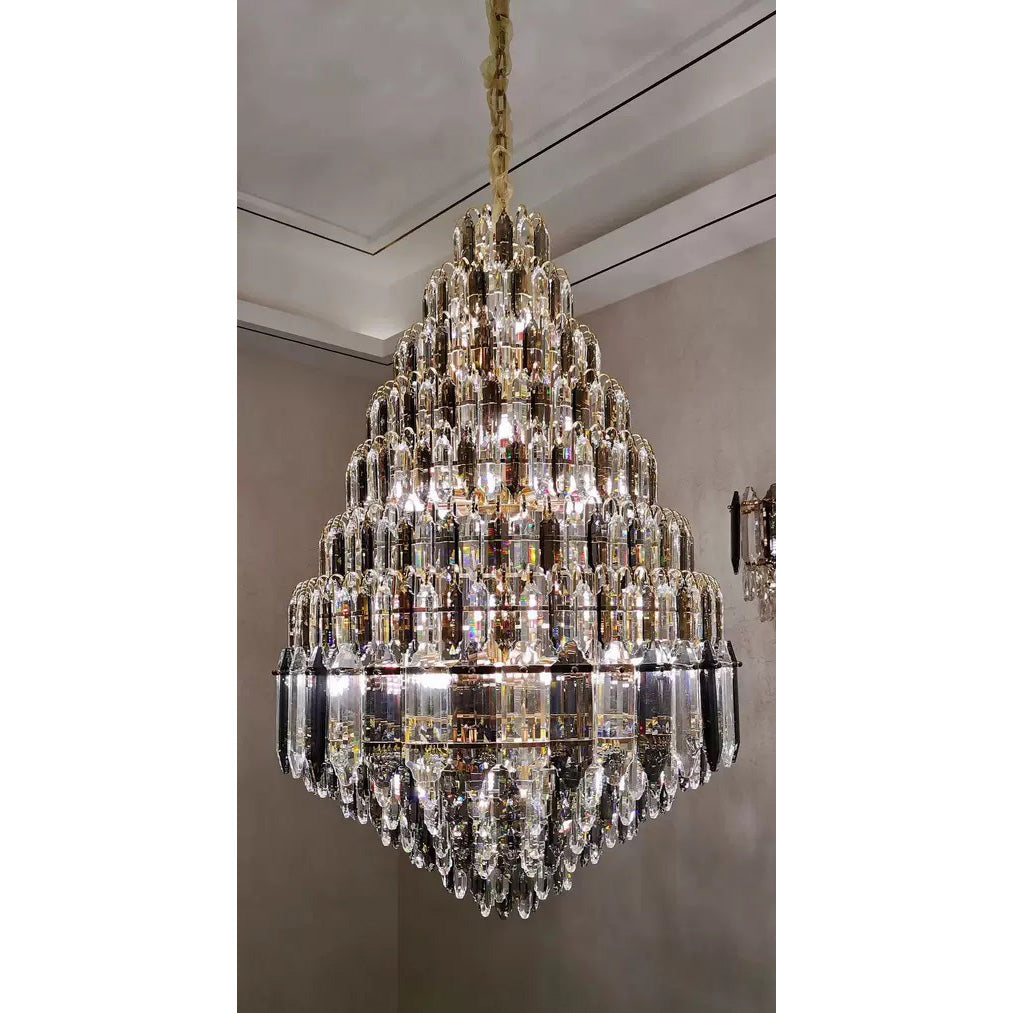 Merlin Tiered taper Crystal Foyer Chandelier