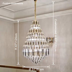 Merlin Tiered taper Crystal Foyer Chandelier