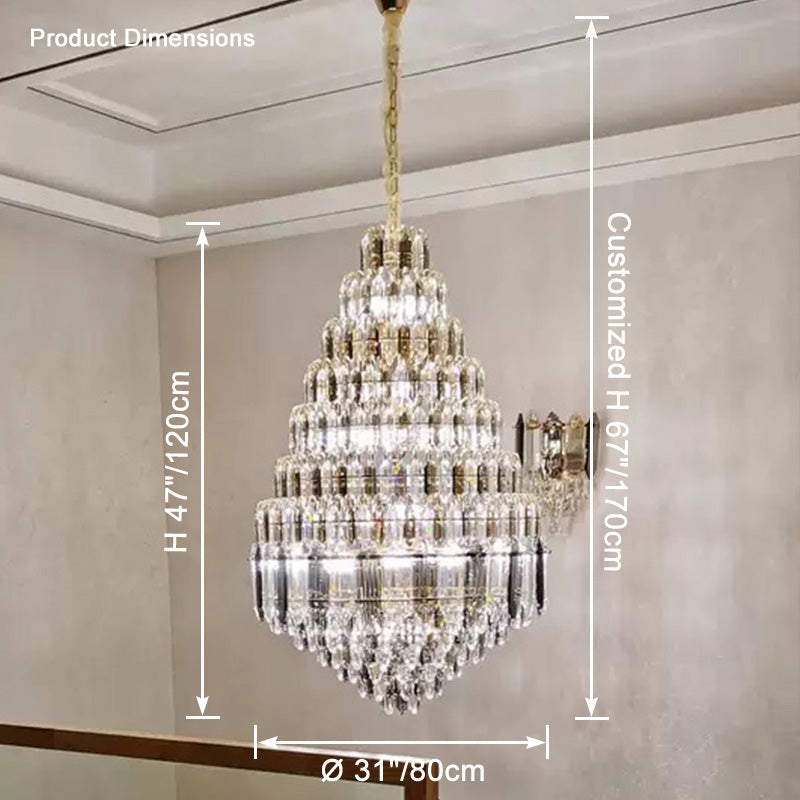 Merlin Tiered taper Crystal Foyer Chandelier