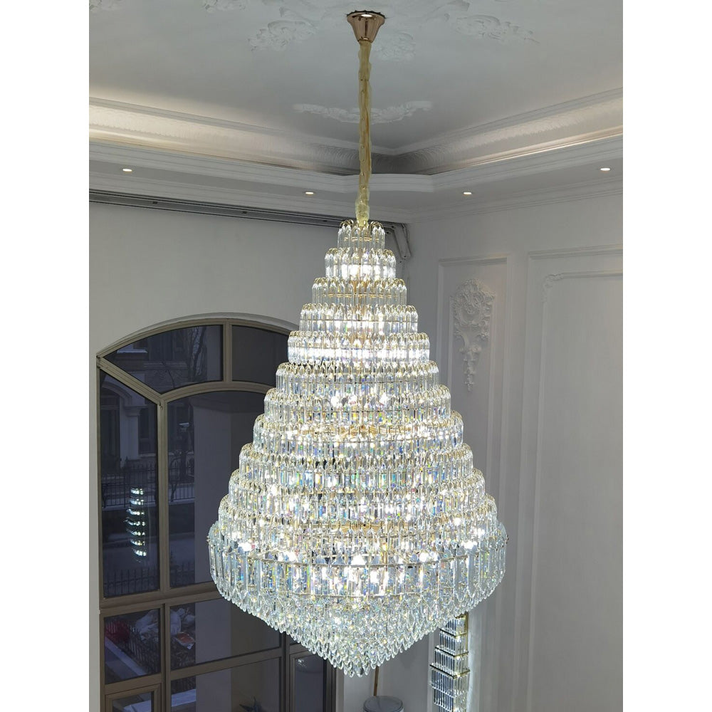 Merlin Tiered taper Crystal Foyer Chandelier