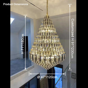 Merlin Tiered taper Crystal Foyer Chandelier