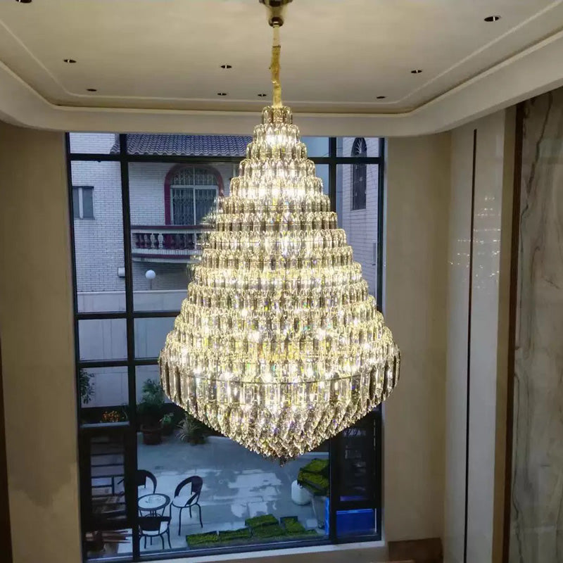 Merlin Tiered taper Crystal Foyer Chandelier