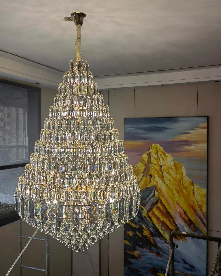 Merlin Tiered taper Crystal Foyer Chandelier