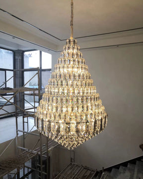 Merlin Tiered taper Crystal Foyer Chandelier