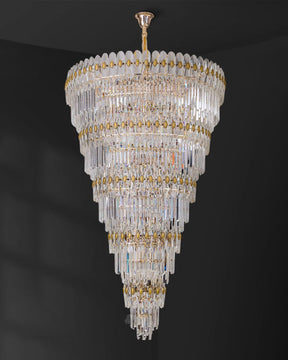 Merlin Tiered Tapered Gold Crystal Chandelier