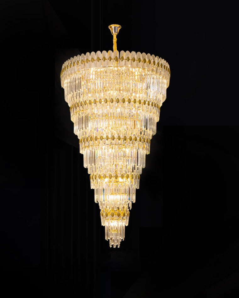 Merlin Tiered Tapered Gold Crystal Chandelier