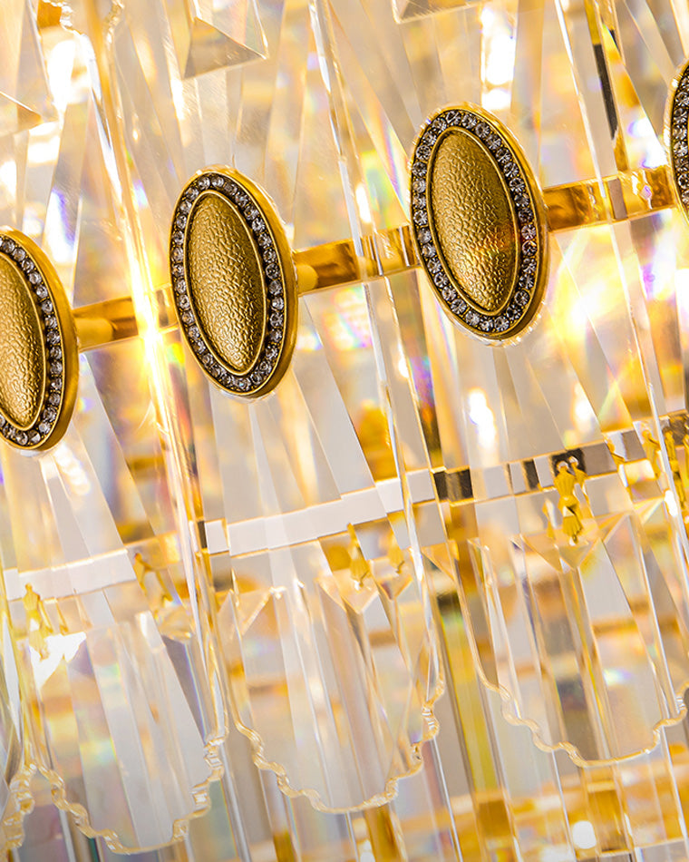 Merlin Tiered Tapered Gold Crystal Chandelier