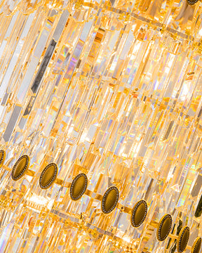 Merlin Tiered Tapered Gold Crystal Chandelier