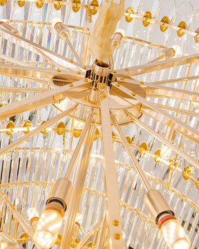 Merlin Tiered Tapered Gold Crystal Chandelier