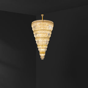 Merlin Tiered Tapered Gold Crystal Chandelier