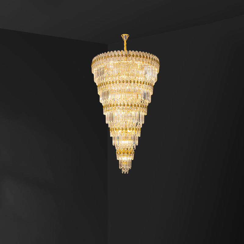 Merlin Tiered Tapered Gold Crystal Chandelier