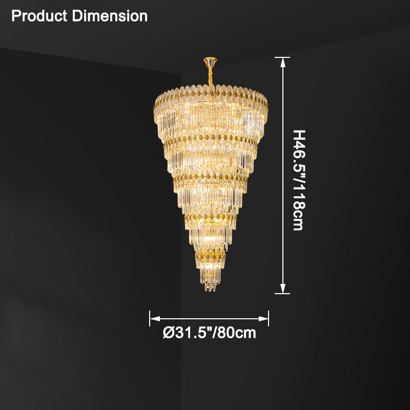 Merlin Tiered Tapered Gold Crystal Chandelier