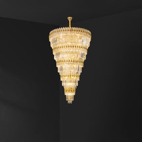 Merlin Tiered Tapered Gold Crystal Chandelier