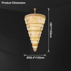 Merlin Tiered Tapered Gold Crystal Chandelier
