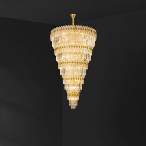 Merlin Tiered Tapered Gold Crystal Chandelier