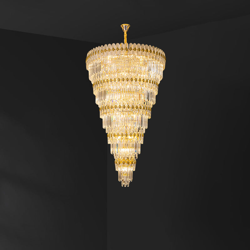 Merlin Tiered Tapered Gold Crystal Chandelier