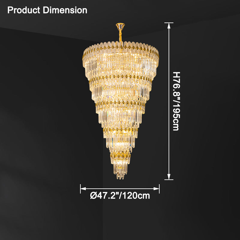 Merlin Tiered Tapered Gold Crystal Chandelier